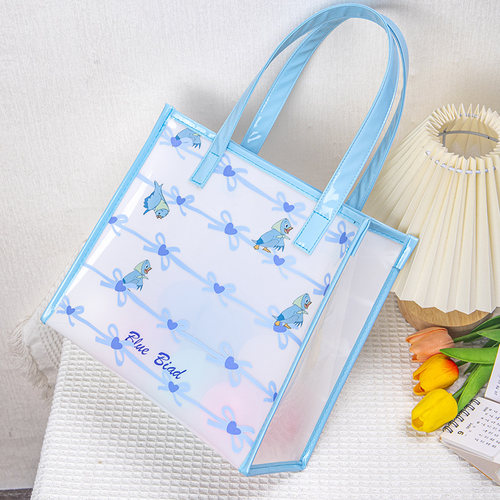 尚盈@可爱风小众蓝色蝴蝶结群小奢原创透明果冻包大容量防尘包包