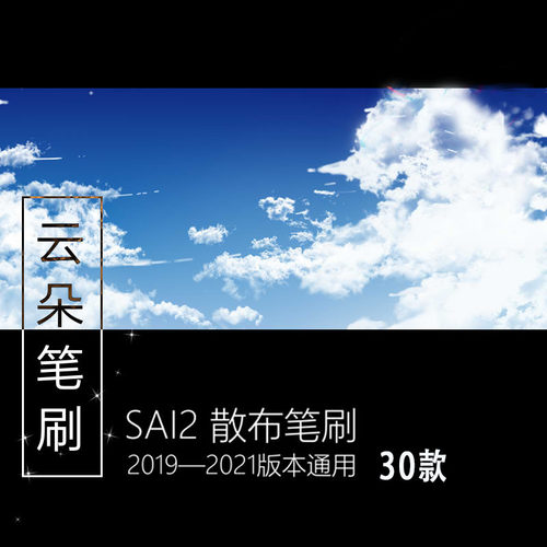 SAI2绘画素材散布笔刷云朵笔刷 30款