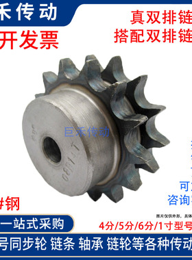 08B真双排链轮 4分34齿双排链轮 适用4分链条 节距12.7mm