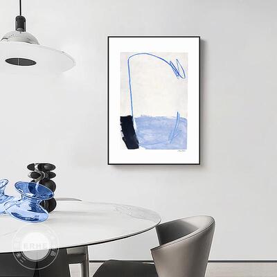 浅蓝北欧ins风艺术抽象装饰画几何线条蓝色挂画客厅餐厅小众壁画