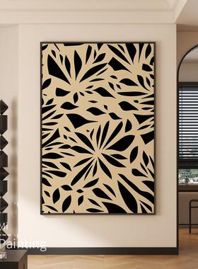 黑色高级感客厅装饰画轻奢进门玄关挂画抽象小众艺术餐厅卧室壁画