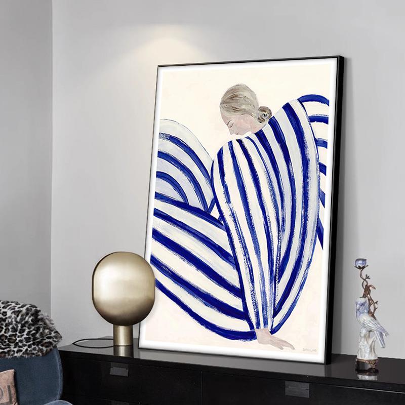 北欧ins风马蒂斯卧室装饰画 高级感抽象线条人物小众艺术客厅挂画