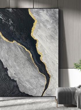 Notareart手绘油画《追逐》玄关背景墙装饰画客厅沙发挂画轻奢灰