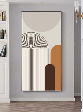 莫兰迪色玄关抽象装饰画入户门厅过道大气挂画走廊橙色高级感壁画