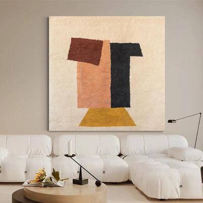 HW.piant原创手绘油画《暖空》侘寂风装饰画客厅挂画纯手工抽象画