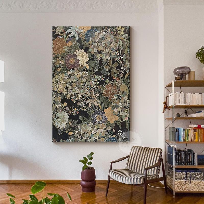 现代简约植物花朵客厅餐厅入户玄关装饰画背景墙壁画竖版卧室挂画