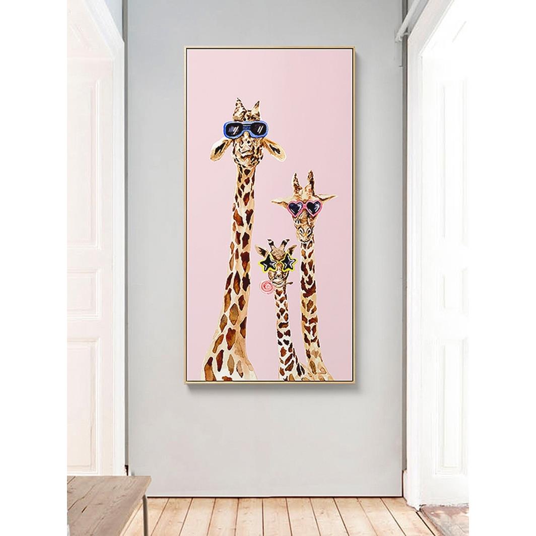 三小姐 入户玄关装饰画北欧风格卡通动物挂画过道走廊尽头壁画鹿图片