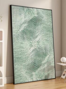 原创简约绿色抽象线条艺术客厅落地装饰画沙发背景墙壁画走廊挂画