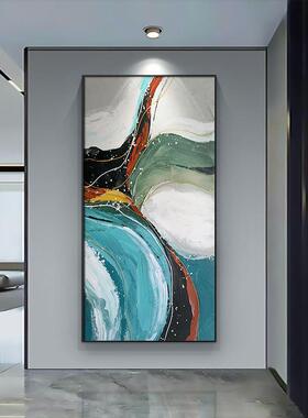 纯手绘大芬油画村抽象立体玄关装饰画高级感走廊过道挂画肌理壁画