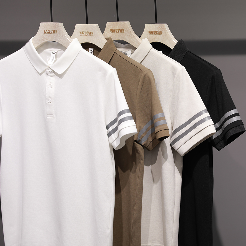 KAZUOSEN夏季男士半袖翻领短袖t恤青年潮牌修身潮流休闲polo衫 男