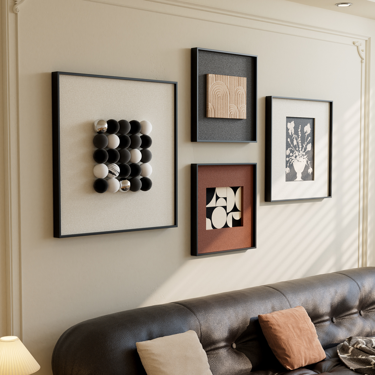 中古风立体砂岩客厅装饰画 画高级感沙发背景墙挂画 画意式极简饭