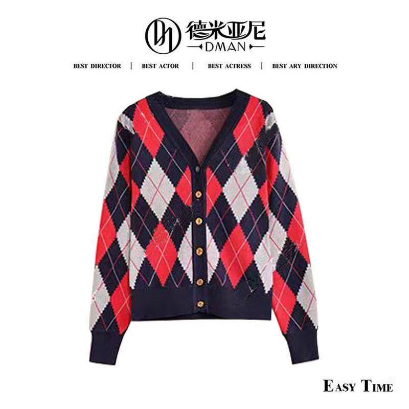【米公子】菱格纹绵羊毛上衣YF447