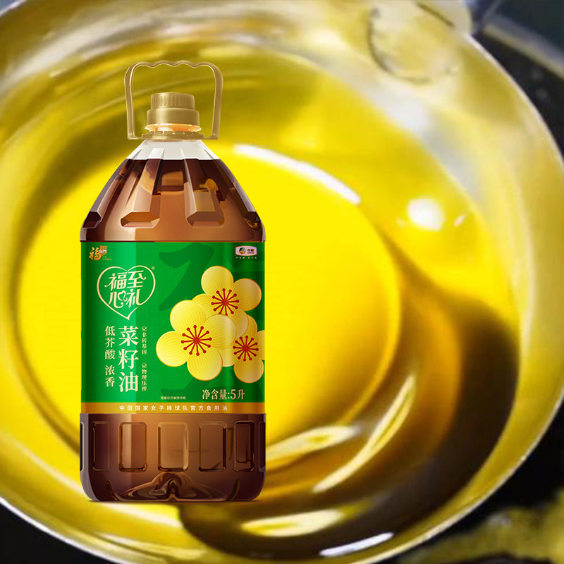 中粮福临门福至心礼非转基因菜籽油5L低芥酸浓食用油烹饪炒菜团购