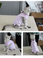 Breathable neutering clothing for cats, thin anti-licking clothing for female cats after surgery, rehabilitation clothes, elastic Velcro thumbnail 7