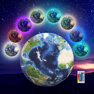 彩色星球灯夜光地球灯发光LED壁挂灯客厅遮丑美化装饰创意小夜灯