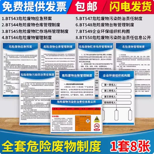 危险废物管理规章制度牌设备安全操作规程工厂车间工地酒店仓库标志牌