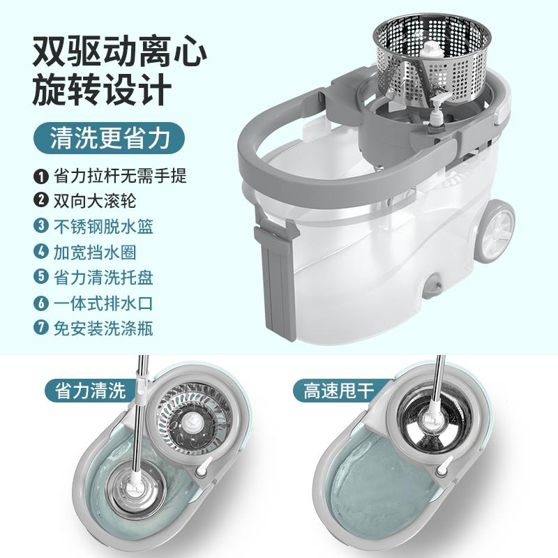旋转拖把神器自动脱水甩干式免手洗墩布懒人拖布桶一拖家用地北秦