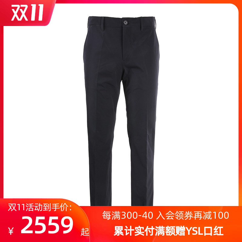 Prada/普拉达男黑色西装休闲直筒宽松长裤黑色时尚简约百搭SPE121