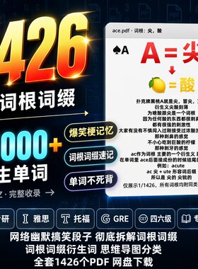 1426个词根词缀背单词15000词汇爆笑梗记忆大全英文电子书pdf下载