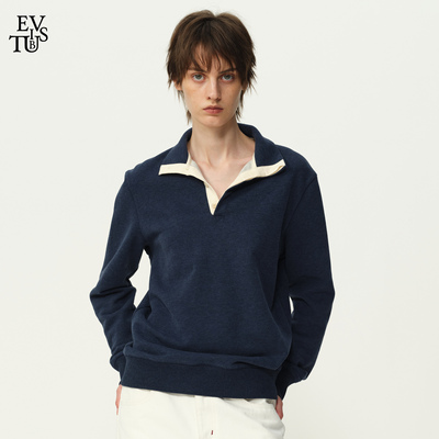 EVISTUB美式复古半开襟翻领卫衣