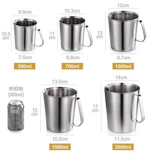 新款 304不锈钢量杯米杯带刻度300ml烘焙量碗厨房家用小号水杯