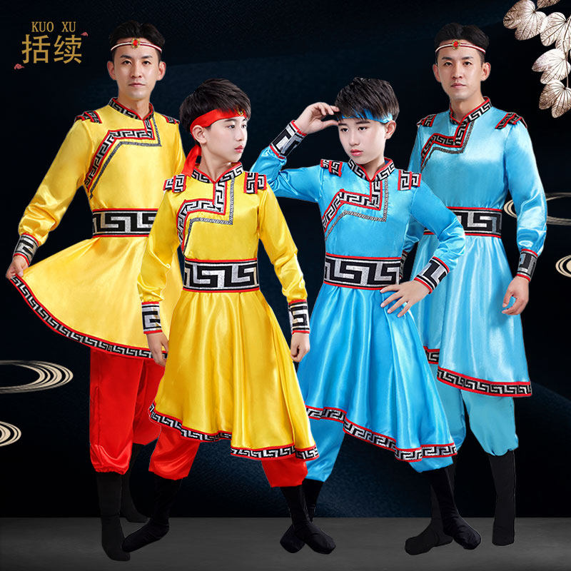 MENS MONGOLIAN MINORITY DANCE PERFORMANCE COSTUMES PARENT-CHILD COSTUMES WRESTLING DANCE HORSE RIDING DANCE MONGOLIAN ROBE COSTUMES
