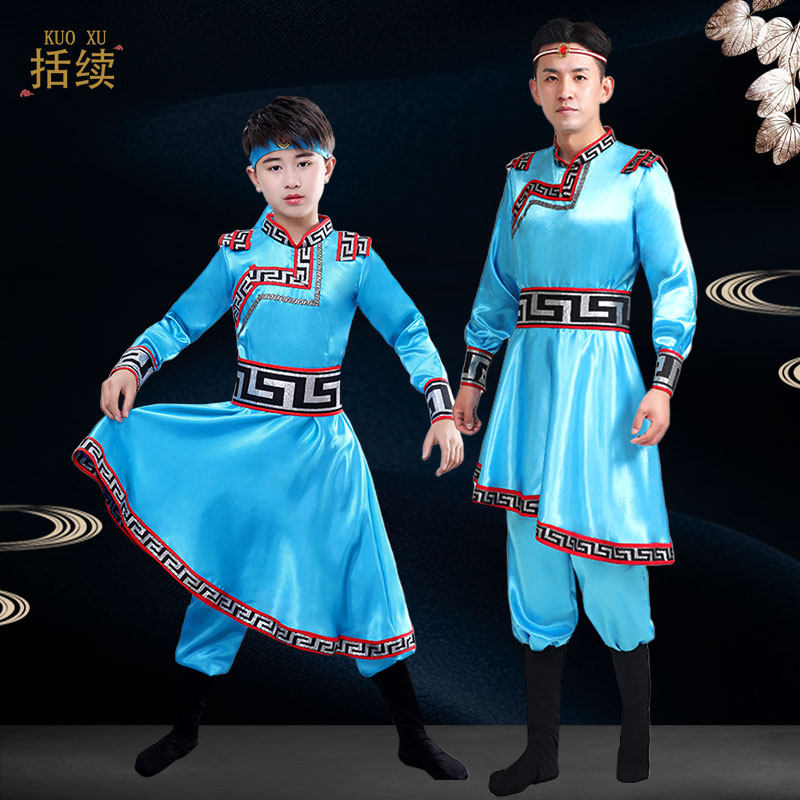 MENS MONGOLIAN MINORITY DANCE PERFORMANCE COSTUMES PARENT-CHILD COSTUMES WRESTLING DANCE HORSE RIDING DANCE MONGOLIAN ROBE COSTUMES
