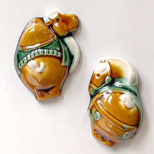 洛阳三彩艺陶瓷小马冰箱贴半立体送礼唐三彩旅游伴手礼文创纪念品