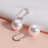 精选正圆强光母贝大珠纯银耳环非天然珍珠长款 银饰小耳坠耳钉礼物