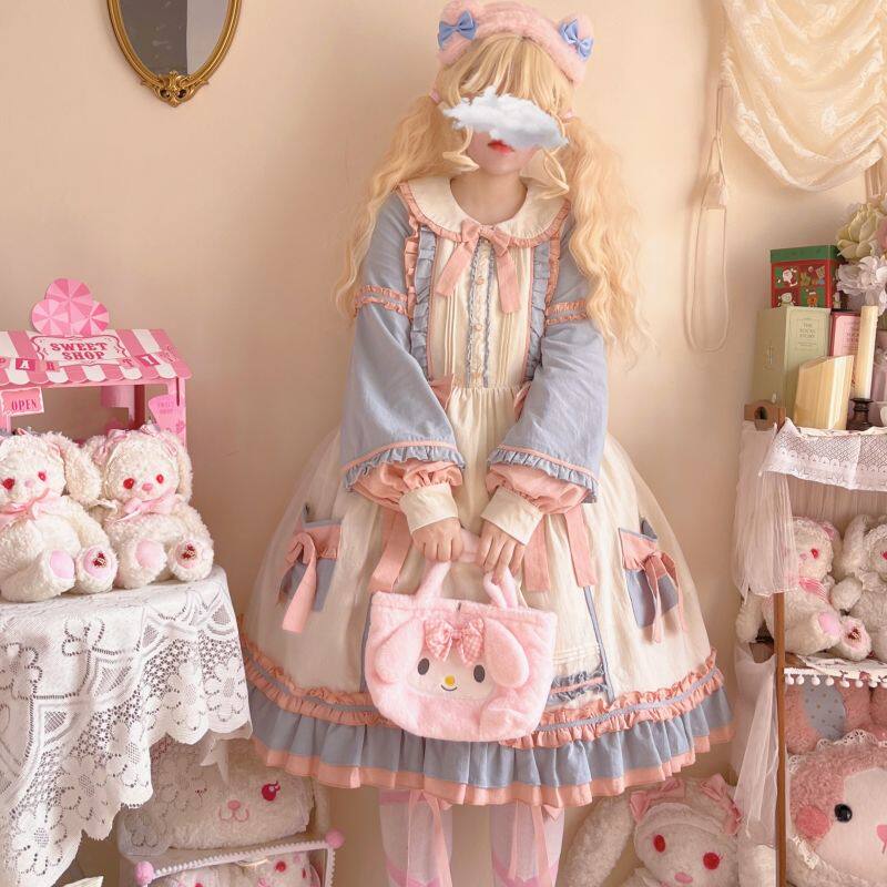 甜心泡芙大码lolita连衣裙原创正品洛丽塔op胖mm甜美可爱日常轻lo