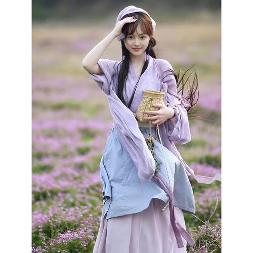 紫色汉服魏晋南北朝直裾