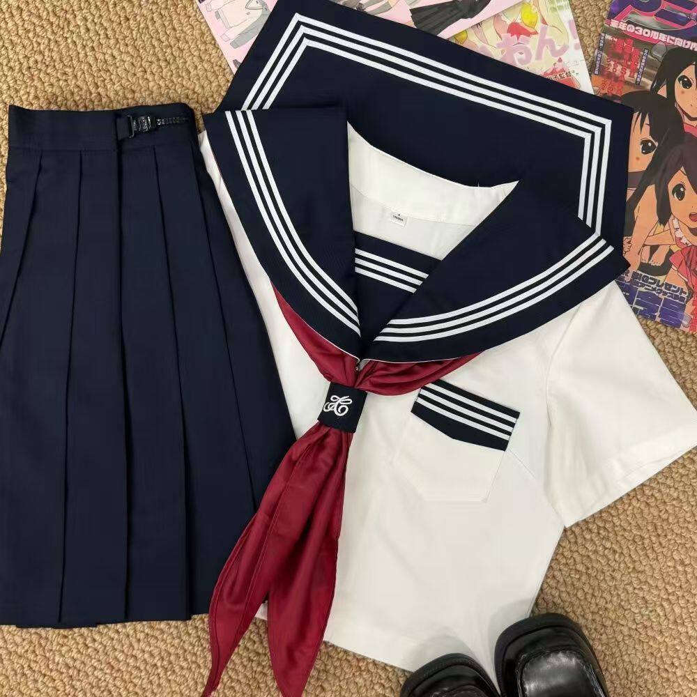 小甜心原创jk制服基础款白三本水手服长短袖学院风日系校供感校服