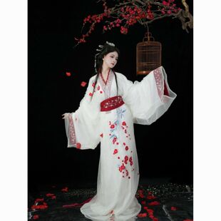 灵泽记原创汉服【梅】重工绣花战国袍拖尾直裾大放量