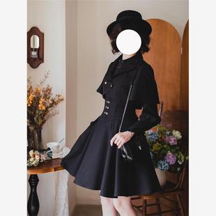 森林颂歌 秋冬新款日系哥特暗黑设计感斗篷外套设计感半裙三件套