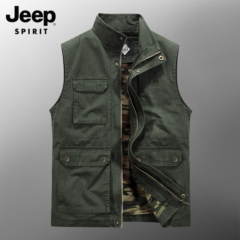 吉普春秋季男士立领休闲钓鱼马甲美式工装多口袋摄影马夹坎肩,男装,常规马甲,淘宝优惠券,粉丝福利购,淘宝优惠卷