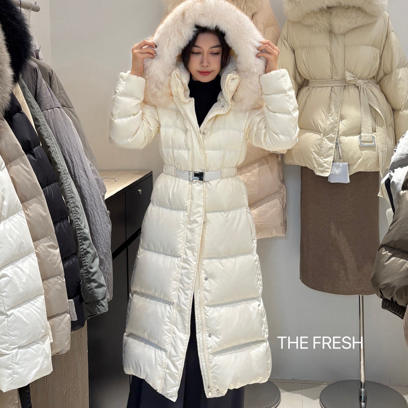 THE FRESH-暖羽绒服外套(配腰带可拆帽子可拆真狐狸毛毛领)25201
