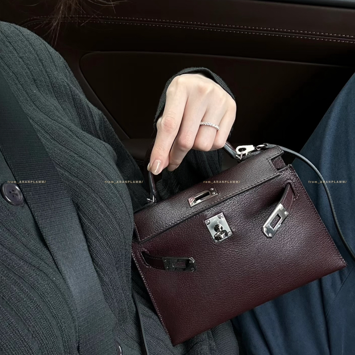 ARAN PLAMM-手掌纹凯莉包真皮单肩包手提包斜挎包(配肩带)155-824