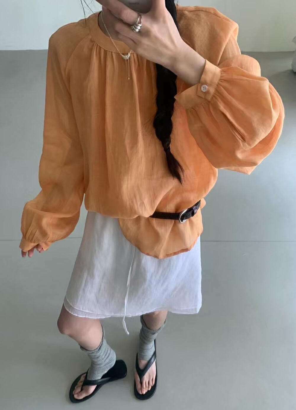 白衬衫女款罩衫韩代款2025夏季超轻薄麻料小衫修身防晒衣