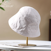 日系渔夫帽子女春秋夏季 纯色防晒遮阳水桶帽简约盆帽显脸小棉男士