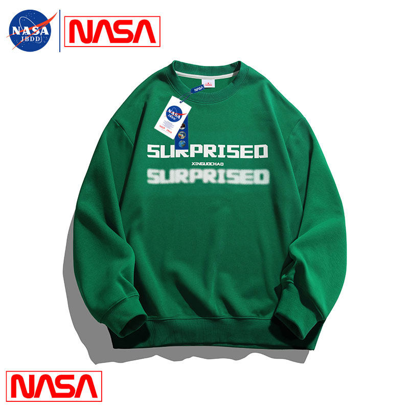 nasa联名潮牌圆领卫衣男春秋季新款情侣上衣服运动宽松百搭外套