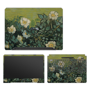 文艺油画笔记本贴膜适用华硕F541U FX95G Y581C W418L KX53V VM590L FX80G FA506 A580U FX517电脑壳键盘贴纸