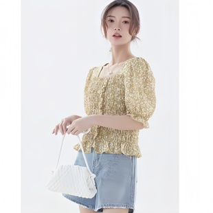 棉质高腰链条休闲牛仔短裤 459西湖阁老 绍 092 夏装