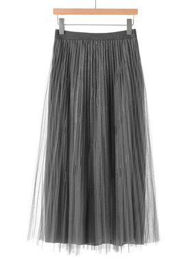 专柜899【木X】冬装 百褶网纱仙女大摆松紧半身裙923