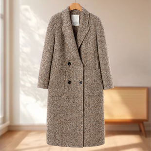 冬装 文 港味直筒绵羊毛双面呢大衣341 35%羊驼毛 专柜2699