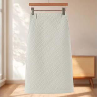 高腰夹棉后开叉修身 冬装 半身裙511 木X 专柜569