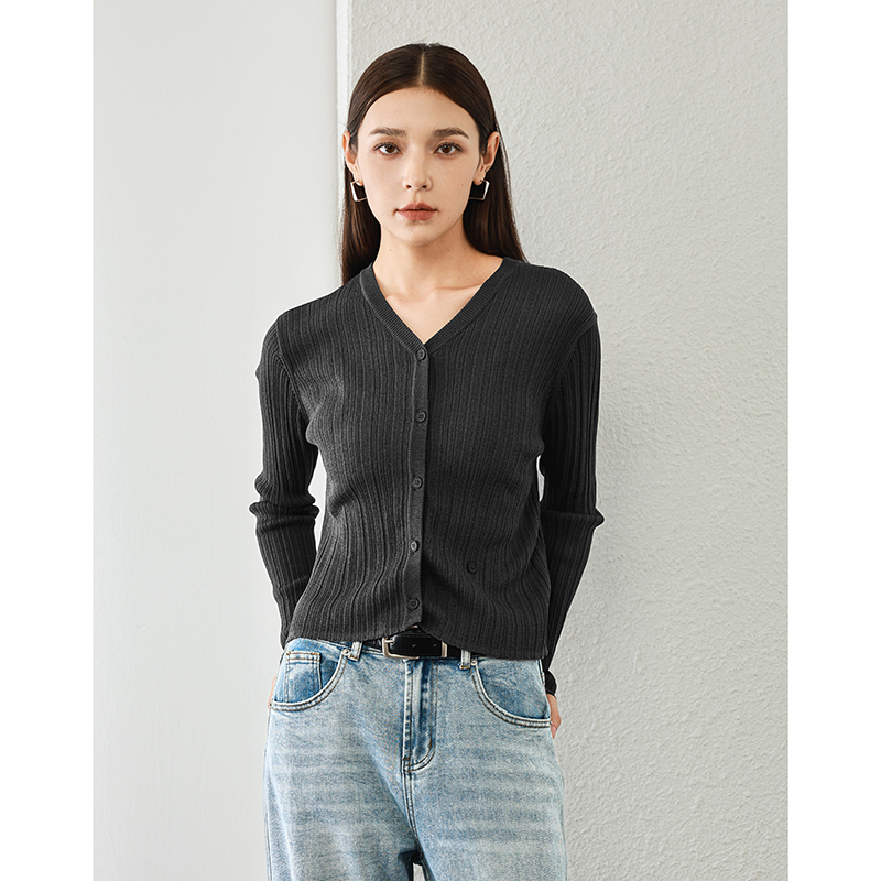 专柜399 80%粘纤【兰】 淑女配裙子显瘦V领针织短外套527~秋季新