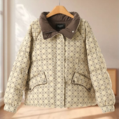 冬装 专柜1399 序 抽绳立领印花格纹面包服羽绒服055
