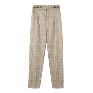 显长腿格子休闲裤 侧边袢扣收腰修身 657 春季 女装 新款 利