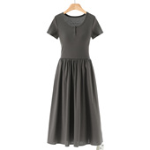 新款 专柜439 针织拼接大摆过膝收腰连衣裙521 秋季 31%锦纶 兰