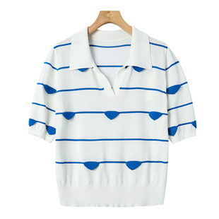 撞色针织衫 093 夏季 专柜659 女装 拼接花瓣外穿修身 新款 木X